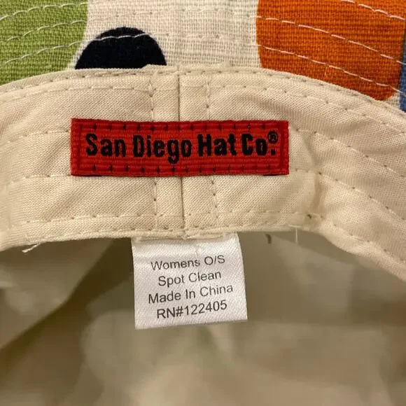 San Diego Hat Co Floral Bucket Hat Wood Buckle Retro Mod Pop Art Sun Hat - Picture 6 of 13